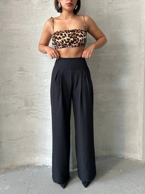 Luord - Store Pileli Keten Pantolon S255046