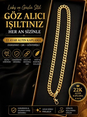 Cata 22 Ayar Altın Kaplama Kalın Gurmet Zincir Kolye – Kadın Şık Gösterişli Gold Zincir Kolye