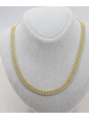 Vip Gold Şık Örme Model Kararmaz Zincir Kolye 60 cm
