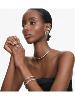 Swarovski Hyperbola Halka Küpe Round Cut Medium Beyaz Karişik Metal Kaplama