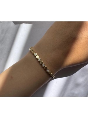 14 Ayar Altın Görünümünde Gold Renk Çelik Bileklik