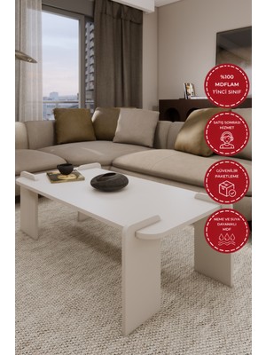 Odaco Fuji Modern Premium Oval Ayaklı %100 Mdflam Salon Orta Sehpa 120X60X40 cm