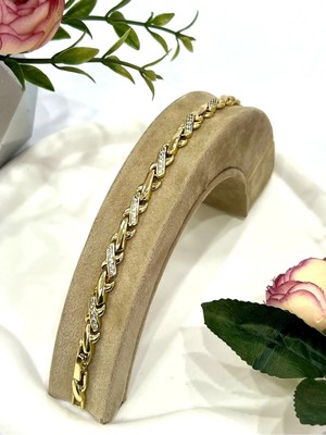 Zirkon Taşlı Vip Infinity Çelik Bileklik (GOLD14K/17/19CM)