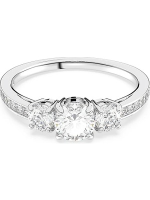 Swarovski Attract Trilogy Yüzük Mixed Round Cut Beyaz Rodyum Kaplama 60