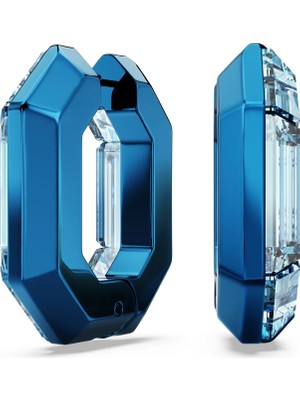Swarovski Lucent Halka Küpe Octagon Shape Small Mavi