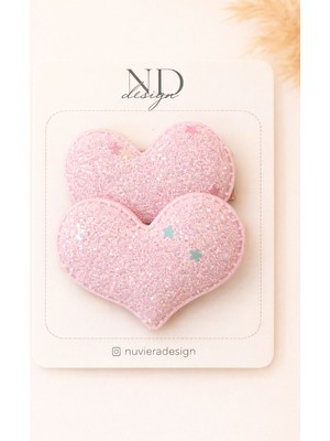 Nuviera Design Pembe Yıldızlı Klips Toka - 2'li Set