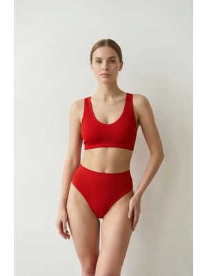 Luord - Store Kadın Kırmızı Desteksiz Seamless Tangalı Iç Çamaşır Takımı – Modern, Konforlu
