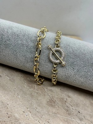 Vip Gold 2’li Kombin Şık Model Kararmaz Çelik Bileklik 17+2 cm