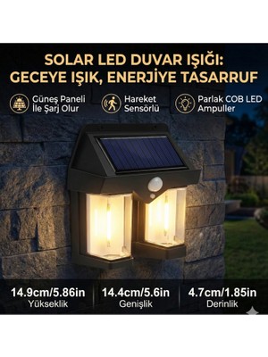 Luord - Store Rustik Ampul Ikili Solar Duvar Aplik Güneş Enerjili Hareket Sensörlü