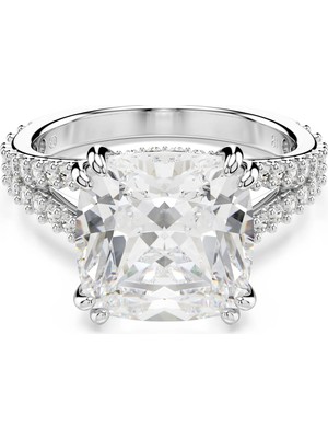 Swarovski Stilla Yüzük Kare Kesim Beyaz Gümüş Renk Kaplama 52