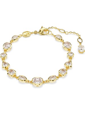 Swarovski Imber Tennis Bileklik Karişik Kesim Beyaz Altin Rengi Kaplama