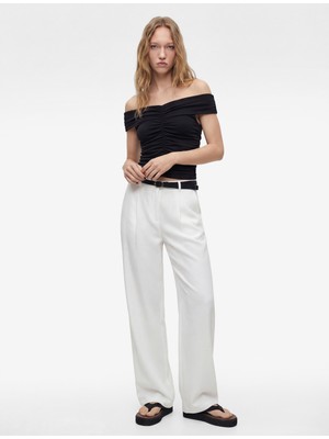 Koton Büzgülü Kolsuz Slim Fit Modal Omzu Açık Bluz