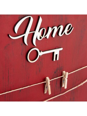 Luord - Store Dekoratif Home Keys Ahşap Resimlik ve Notluk (Kırmızı) ( Lisinya )