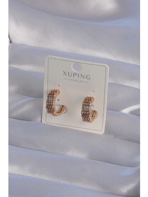 Luord - Store Mey Ithalat® Xuping Rose Renk Zirkon Taşlı Işlemeli Halka Küpe