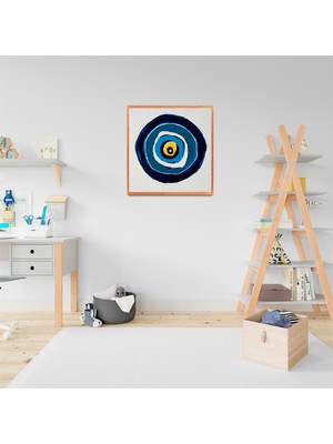Galeri Mavi Nazar Boncuğu Özgün Akrilik Tablo | 40X40 cm | Vernikli | Çerçevesiz | El Yapımı
