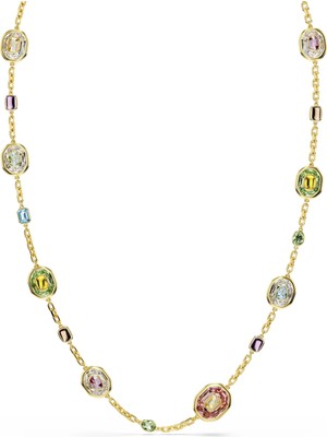 Swarovski Chroma Dizi Kolye Octagon Kesim Çok Renkli Altin Rengi Kaplama