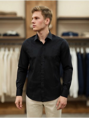 Atk Giyim Atkgiyim Erkek Slim Fit Gizli Düğme Detaylı Pamuklu Saten Gömlek - 5 Renk Seçeneği Klasık Gömlek Spor Kesim Takım Elbise Gömleği