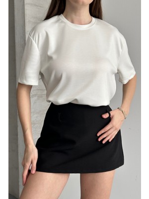 Balenbi Kadın Modal Bisiklet Yaka Basic Yarım Kollu T-Shirt 1211