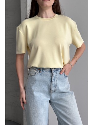 Balenbi Kadın Modal Bisiklet Yaka Basic Yarım Kollu T-Shirt 1211