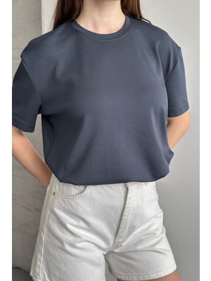 Balenbi Kadın Modal Bisiklet Yaka Basic Yarım Kollu T-Shirt 1211