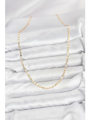 Luord - Store cm 14K Gold Renk Lazer Ince Zincirli Kadın Kolye - Lisinya