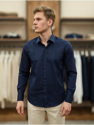 Atk Giyim Atkgiyim Erkek Slim Fit Gizli Düğme Detaylı Pamuklu Saten Gömlek - 5 Renk Seçeneği Klasık Gömlek Spor Kesim Takım Elbise Gömleği