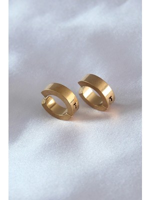 Mey Ithalat® 316L Çelik Gold Renk Sıkıştırmalı Erkek Küpe