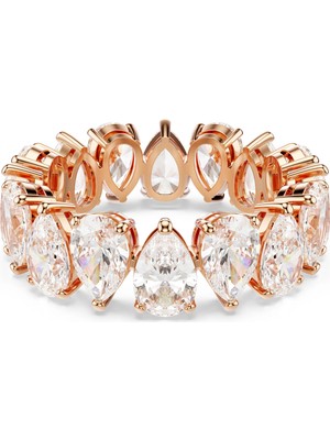 Swarovski Matrix Vittore Yüzük Armut Kesim Beyaz Pembe Altin Rengi Kaplama 60
