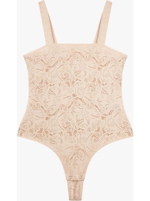 Koton Kare Yaka Askılı Dantelli Bodysuit