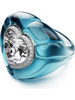 Swarovski Dulcis Kokteyl Yüzük Kalp Kesim Pavé Kalp Mavi 58