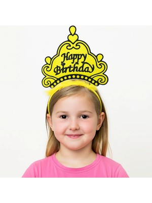 Zero Land Cosmotex Sarı Happy Birthday Prenses Tacı – Doğum Günü Taç Aksesuarı