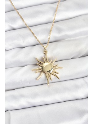 Luord - Store Mey Ithalat® 316L Çelik Zincir Gold Renk Güneş Model Kadın Kolye