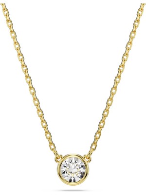 Swarovski Imber Kolye Round Cut Beyaz Altin Rengi Kaplama