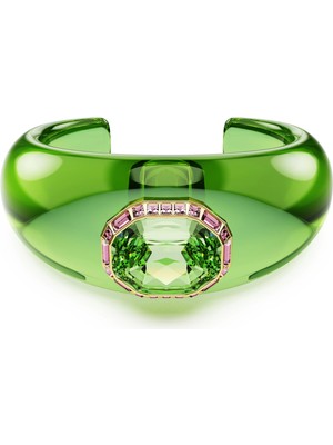 Swarovski Dulcis Kelepçe Bileklik Octagon Kesim Pavé Yeşil Altin Rengi Kaplama L