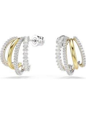 Swarovski Hyperbola Halka Küpe Mixed Cuts Mini Beyaz Karişik Metal Kaplama