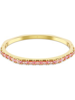Swarovski Matrix Bangle Bileklik Baget Kesim Pembe Altin Rengi Kaplama M