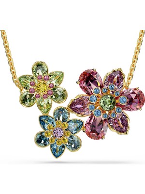 Swarovski Idyllia Kolye Karişik Kesim Çiçek Çok Renkli Altin Rengi Kaplama