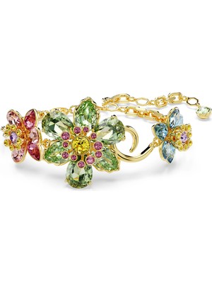 Swarovski Idyllia Bileklik Karişik Kesim Çiçek Çok Renkli Altin Rengi Kaplama