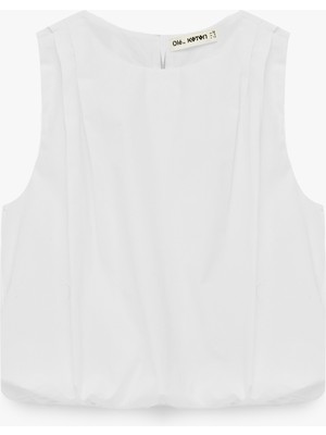 Koton Pamuklu Kolsuz Bisiklet Yaka Poplin Bluz
