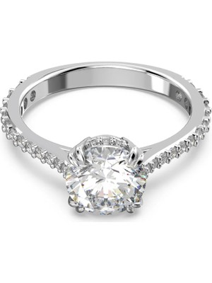 Swarovski Constella Round Pave Yüzük Princess Cut Beyaz Rodyum Kaplama 55