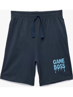 Koton Beli Bağcıklı Pamuklu Baskılı Şort