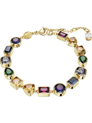 Swarovski Stilla Bileklik Mixed Cut Renkli Sari Altin Rengi Kaplama