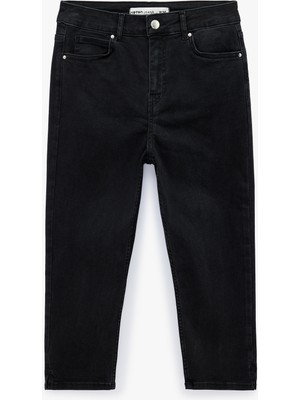 Koton Pamuklu Dar Kalıp Yüksek Bel Denim Kapri Pantolon