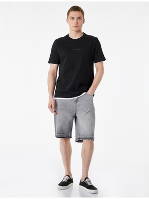 Koton Normal Bel Pamuklu Pis Paça Straight Fit Bermuda Jean Şort