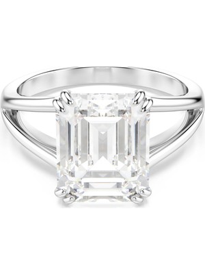 Swarovski Stilla Yüzük Octagon Kesim Beyaz Gümüş Renk Kaplama 55