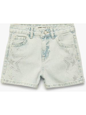 Koton Pamuklu Yıldız Desenli Denim Şort