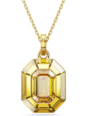 Swarovski Lucent Kolye Octagon Şekil Sari Altin Rengi Kaplama