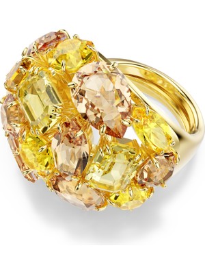 Swarovski Gema Kokteyl Yüzüğü Karişik Kesimler Sari Altin Rengi Kaplama