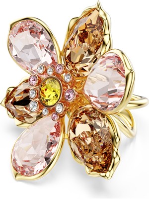 Swarovski Idyllia Motif Yüzük Karişik Kesimler Çiçek Altin Rengi Kaplama 52