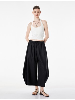Koton Beli Lastikli Loose Fit Cepli  Keten Balon Pantolon